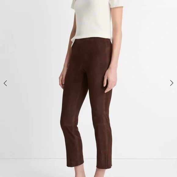 Vince lambskin split hem brown suede pants size M